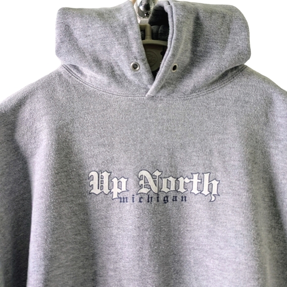 Up North Michigan heather gray hooded sweatshirt - Picture 1 of 4